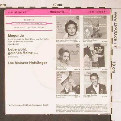 Mainzer Hofsänger,Die: Moguntia/Lebe wohl,goldenes Mainz, Ariola(10 066 AT), D,m-/vg+,  - 7inch - T4105 - 2,50 Euro