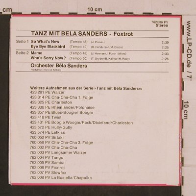 Sanders,Bela: Tanz Mit - Foxtrot, Philips(762 006 PV), D,  - EP - T4367 - 3,00 Euro