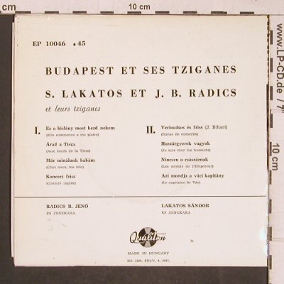 Lakatos,Sandor et J.B.Radics: Budapest et ses Tziganes, Qualiton(EP 10046), H,  - EP - T5091 - 4,00 Euro