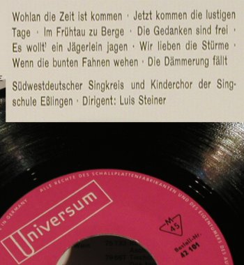 V.A.Fahrten- und Wanderlieder: Lieder die wir gerne hören, Universum(42101), D,  - EP - T762 - 4,00 Euro
