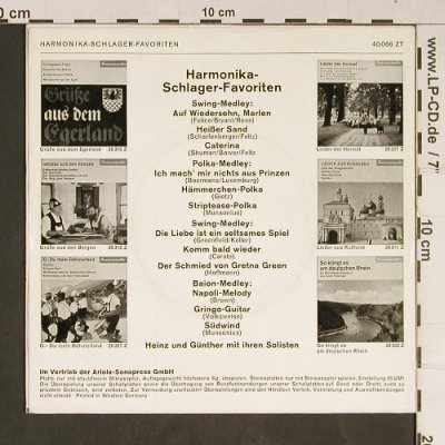 Heinz & Günther mit ihren Solisten: Harmonika Schlager-Favoriten, Baccarola(40 066 ZT), D, m-/vg+,  - EP - T855 - 3,00 Euro