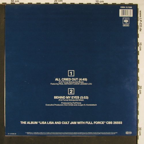 Lisa Lisa & Cult Jam: All Cried Out / Behind my Eyes, CBS (A 12.7268), NL, 1985 Typ: 12" Best.-Nr.: C7917 Preis: 1,00 Euro