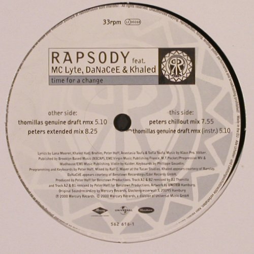 Rapsody: Time For A Change *4, Mercury (562 616-1), D, FLC, 2000 Typ: 12" Best.-Nr.: E2464 Preis: 1,00 Euro