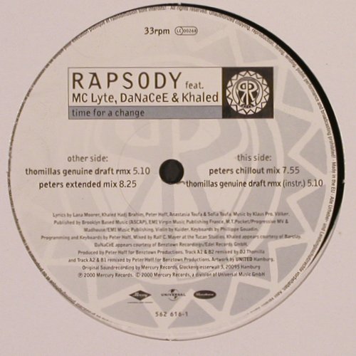 Rapsody: Time For A Change *4, Mercury(562 616-1), D, FLC, 2000 - 12inch - E2464 - 3,00 Euro