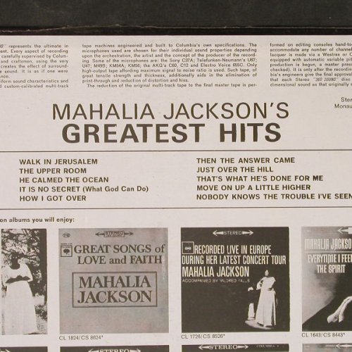 Jackson,Mahalia: Greatest Hits, FS-New, Columbia(CS 8804), US, 1963 - LP - E5596 - 9,00 Euro