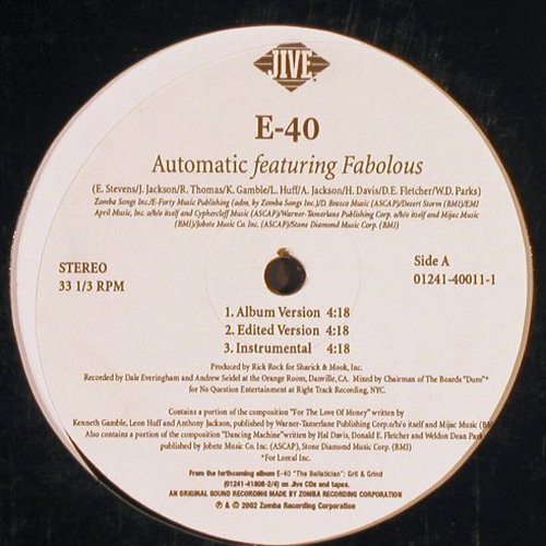 E-40: Automatic*3+3, Jive, US, 2002 Typ: 12" Best.-Nr.: E8473 Preis: 1,00 Euro