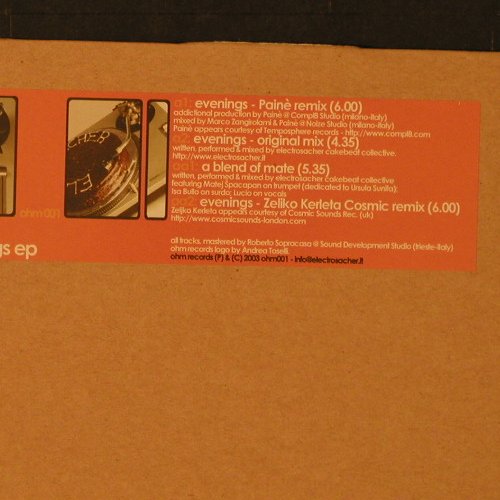 Electrosacher: Evenings EP, m-/vg+, Ohm Rec.(001), I, 2003 - 12inch - F2211 - 4,00 Euro