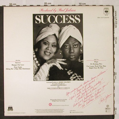 Weather Girls: Success, CBS(25719), UK, 1983 - LP - H2990 - 3,00 Euro