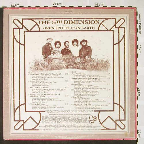5th Dimension: Greatest Hits On Earth, co, m-/vg+, Bell(1106), US, 1972 - LP - H4088 - 6,00 Euro