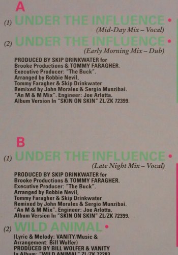 Vanity: Under The Influence*3 / Wild Animal, Motown(ZT 40610), D, 1986 - 12inch - H4428 - 1,00 Euro