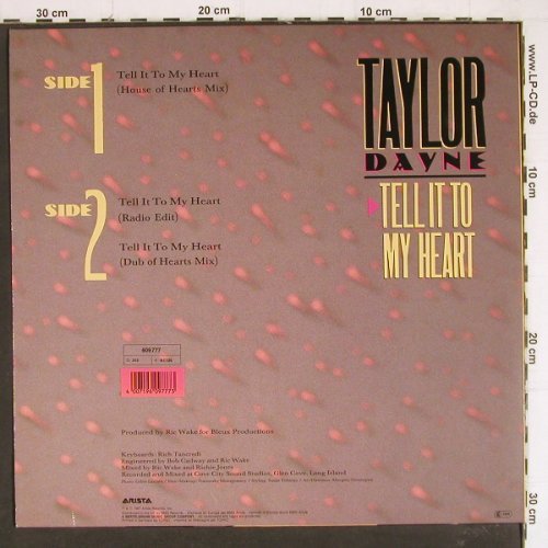 Dayne,Taylor: Tell It To My Heart*3, House oH mix, Arista (609 777), D, 1987 Typ: 12" Best.-Nr.: H5095 Preis: 1,00 Euro