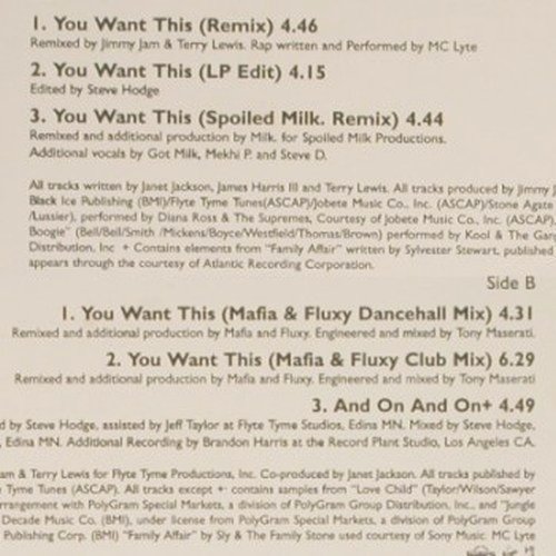 Jackson,Janet: You Want This*5+1, Promo, Virgin (VSTDJ 1519), UK, 1994 Typ: 12" Best.-Nr.: H8460 Preis: 1,00 Euro