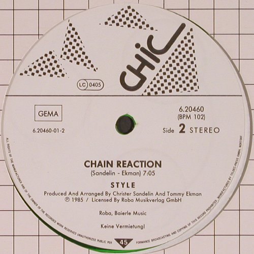 Style: Telephone/Chain Reaction, greenV, Chic(6.20460), D, 1985 - 12inch - H8763 - 1,00 Euro