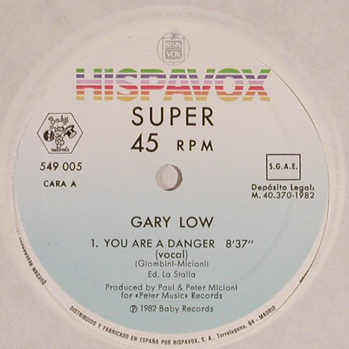 Low,Gary: You Are A Danger *2, Hispavox/Baby Rec. (549 005), EEC, 1982 Typ: 12" Best.-Nr.: V1234 Preis: 4,00 Euro