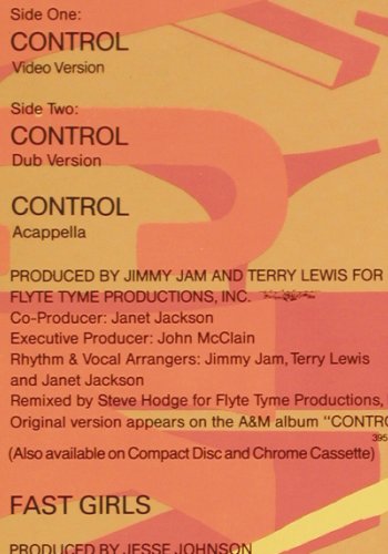 Jackson,Janet: Control * 3, AM (392138-1), D, 1986 Typ: 12" Best.-Nr.: V2783 Preis: 2,00 Euro