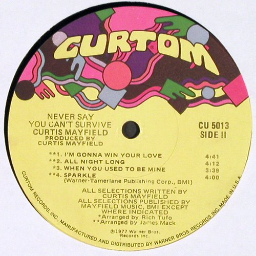 Mayfield,Curtis: Never Say You Can't Survive, Curtom (CU 5013), US, co, 1977 Typ: LP Best.-Nr.: V3358 Preis: 12,50 Euro