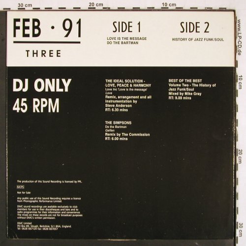 V.A.DMC February  91 - Three: Ideal Solution,Histo.Jazz Funk/Soul, DMC (DMC 97/3), UK, 1991 Typ: 12" Best.-Nr.: V3387 Preis: 9,00 Euro