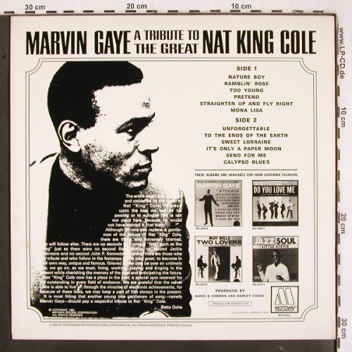 Gaye,Marvin: A tribute t.t.gr.Nat King Cole,1965, Motown (M5-216V1), US, Ri, 1981 Typ: LP Best.-Nr.: V3398 Preis: 7,50 Euro