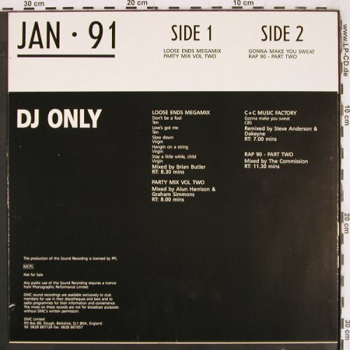 V.A.DMC January 91 - One: Loose End MegMx,PartyMix,C+C Mus, DMC (DMC 96/1), UK,m-/vg+, 1991 Typ: LP Best.-Nr.: V3408 Preis: 9,00 Euro