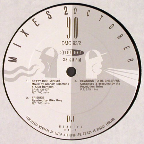 V.A.DMC October 90 Mixes - 2: Betty Boo MiniMx,Friends,Reasons, DMC (DMC 93/2), UK, 1990 Typ: LP Best.-Nr.: V3410 Preis: 12,50 Euro