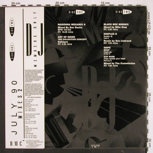 V.A.DMC July 90 - Mixes 2: Madonna Mmx,ArtOnoise,Gap Band, DMC (DMC 90/2), UK, 1990 Typ: LP Best.-Nr.: V3427 Preis: 12,50 Euro