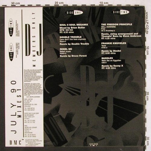 V.A.DMC July 90 - Mixes 1: Soul2Soul, Rebel MC, Bangles, DMC (DMC 90/1), UK, 1990 Typ: LP Best.-Nr.: V3428 Preis: 12,50 Euro