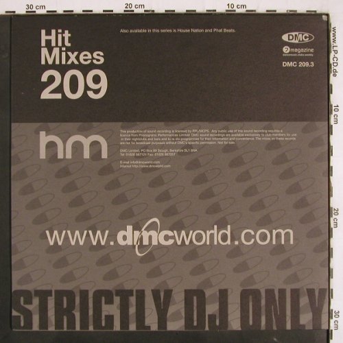 V.A.Hit Mixes 209: DJ Cut Up,Sagitarre,Rozalla DJ Jean, DMC (DMC 209.3), UK, 2000 Typ: 12" Best.-Nr.: V3513 Preis: 12,50 Euro