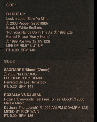 V.A.Hit Mixes 209: DJ Cut Up,Sagitarre,Rozalla DJ Jean, DMC (DMC 209.3), UK, 2000 Typ: 12" Best.-Nr.: V3513 Preis: 12,50 Euro
