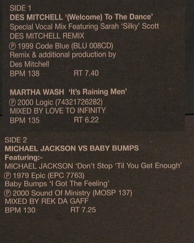 V.A.Hit Mixes 206: Des Mitchell,Martha Wash,M.Jackson, DMC (DMC 206.3), UK, 2000 Typ: 12" Best.-Nr.: V3514 Preis: 12,50 Euro