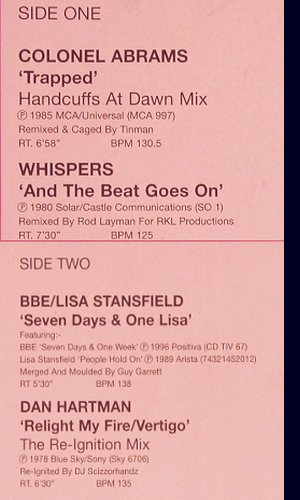 V.A.Hit Mixes 202/3: Colonel Abrams,Whispers,BBE..., DMC (DMC 202/3), UK, 1999 Typ: 12" Best.-Nr.: V3519 Preis: 12,50 Euro