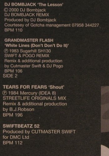 V.A.Phat Beats 209/2: DJ Bombjack,GrandmFlash,TearsfFears, DMC (DMC 209.2), UK, 2000 Typ: 12" Best.-Nr.: V3536 Preis: 9,00 Euro