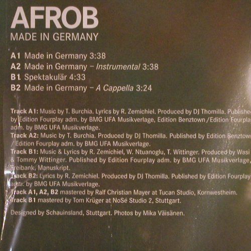 Afrob: Made In Germany, FS-New sealed, Four Music (FOR 1012), D, 2001 Typ: 12" Best.-Nr.: V581 Preis: 9,00 Euro