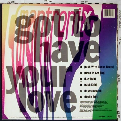 Mantronix: Got to have your love *6, Capitol (V-15521), US, 1989 Typ: 12" Best.-Nr.: X2201 Preis: 2,00 Euro