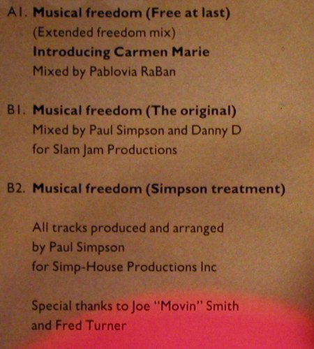 Simpson,Paul  feat. Adeva: Musical Freedom *3, Cooltempo/Chrysalis (612 214), D, 1988 Typ: 12" Best.-Nr.: X2228 Preis: 1,00 Euro