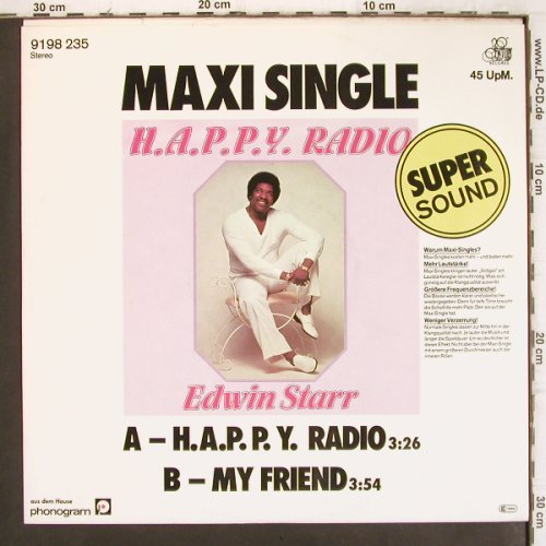 Starr,Edwin: Happy Radio / My Friend, 20th Century Fox(9198 235), D, 1979 - 12inch - X2500 - 2,00 Euro