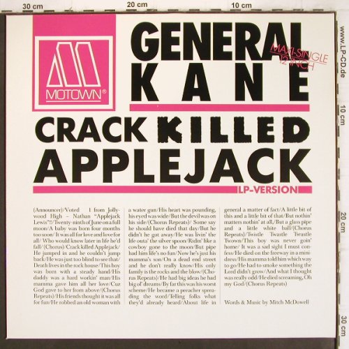 General Kane: Crack Killed Applejack*2+1 (Theme), Gordy (ZT 40986), D, 1986 Typ: 12" Best.-Nr.: X2623 Preis: 2,00 Euro