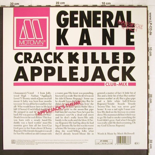 General Kane: Crack Killed Applejack*2+1 (Theme), Gordy (ZT 40986), D, 1986 Typ: 12" Best.-Nr.: X2623 Preis: 2,00 Euro