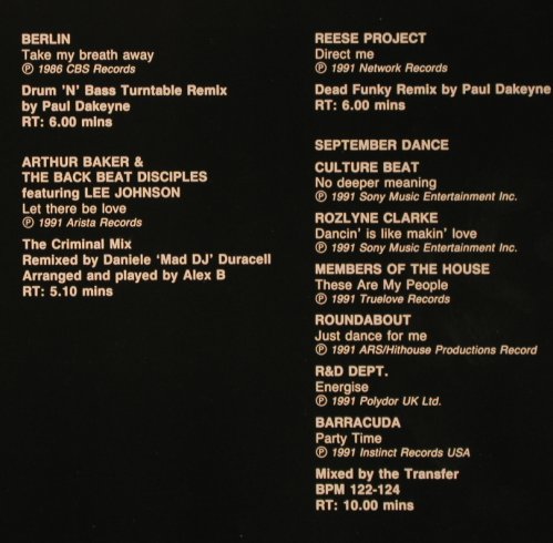 V.A.DMC September 91 - Two: Berlin,Arthur Baker,Reese Project, DMC (104/2), UK, 1991 Typ: LP Best.-Nr.: X6533 Preis: 12,50 Euro