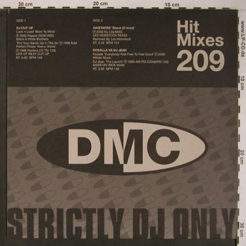 V.A.Hit Mixes 209: DJ Cut Up,Sagitarre,Rozalla DJ Jean, DMC (209.3), UK, 2000 Typ: 12" Best.-Nr.: X6658 Preis: 12,50 Euro