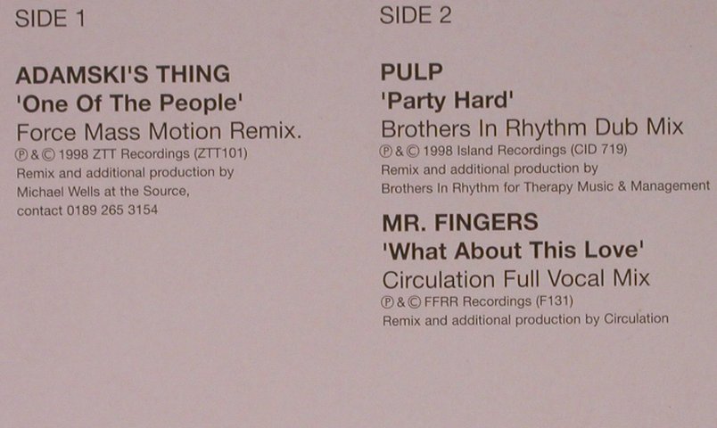 V.A.House Nation 202: Adamski'sThing,Pulp,Mr.Fingers, DMC (202/1), UK, 1999 Typ: 12" Best.-Nr.: X6672 Preis: 9,00 Euro
