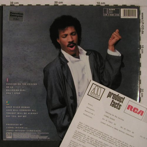 Richie,Lionel: Dancing On The Ceiling,Foc,Facts, Motown,promoStol(ZL72412), D, 1986 - LP - X6939 - 11,50 Euro