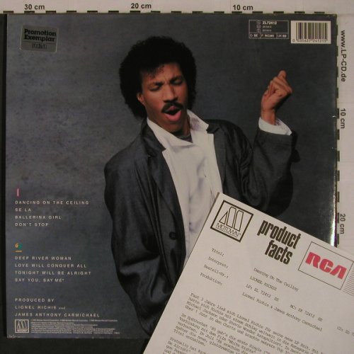 Richie,Lionel: Dancing On The Ceiling,Foc,Facts, Motown,promoStol (ZL72412), D, 1986 Typ: LP Best.-Nr.: X6939 Preis: 8,50 Euro