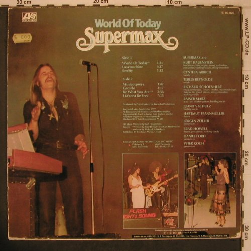 Supermax: World Of Today, m-/VG+, Atlantic (S 90.020), E, 1977 Typ: LP Best.-Nr.: X7881 Preis: 7,50 Euro