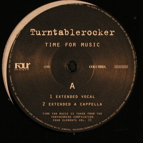 Turntablerocker: Time For Music*3+1,LC, Four Music (FOR 9016 6), D, 2001 Typ: 12" Best.-Nr.: X8348 Preis: 4,00 Euro