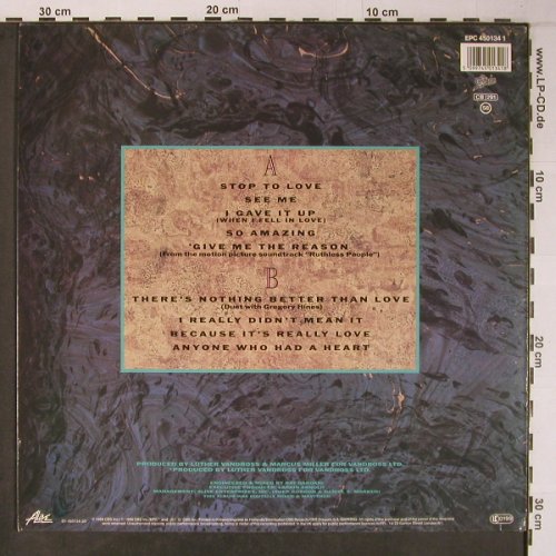 Vandross,Luther: Give Me The Reason, Epic (EPC 450134), NL, 1986 Typ: LP Best.-Nr.: X8917 Preis: 6,00 Euro