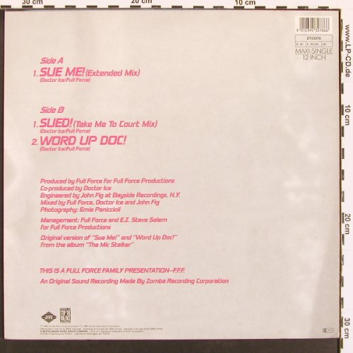 Doctor Ice: Sue Me! / Sued! / Word up Doc !, Jive (ZT43278), D, 1989 Typ: 12" Best.-Nr.: X9191 Preis: 4,00 Euro