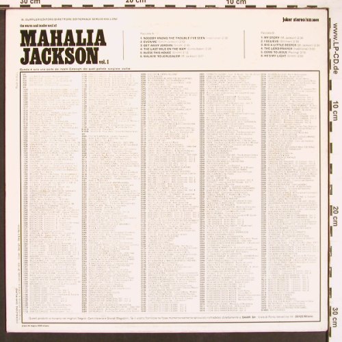 Jackson,Mahalia: The Warm And Tender Soul Of, Vol.1, Joker(SM 3609), I, 1973 - LP - X9236 - 5,00 Euro