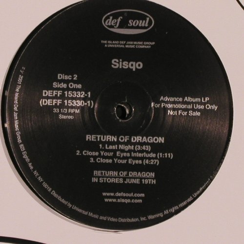 Sisqo: Return Of The Dragon, FLC, Def Soul(DDFF 15331-1), US,Promo, 2001 - 12"*2 - X9604 - 7,50 Euro