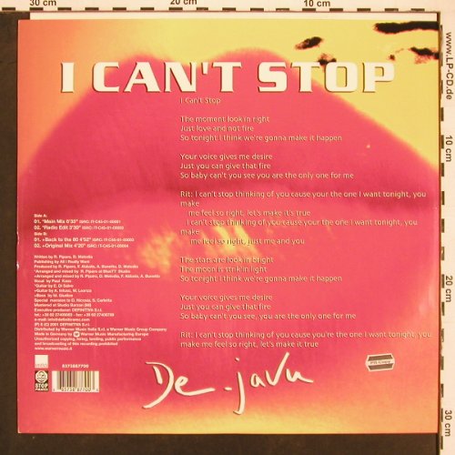 De-Javu: I Can't Stop*4, WEA (8573887700), D, 2001 Typ: 12" Best.-Nr.: X9645 Preis: 6,00 Euro