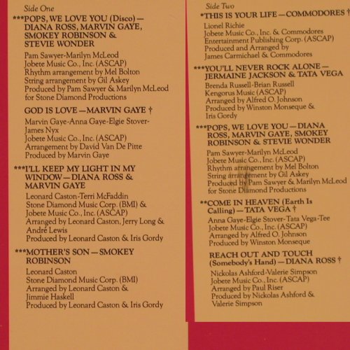 V.A.Pops We Love You...-The Album: Diana Ross, Marvin Gaye... 9 Tr., Motown (M7 921R1), US, co, 1979 Typ: LP Best.-Nr.: X9975 Preis: 6,00 Euro